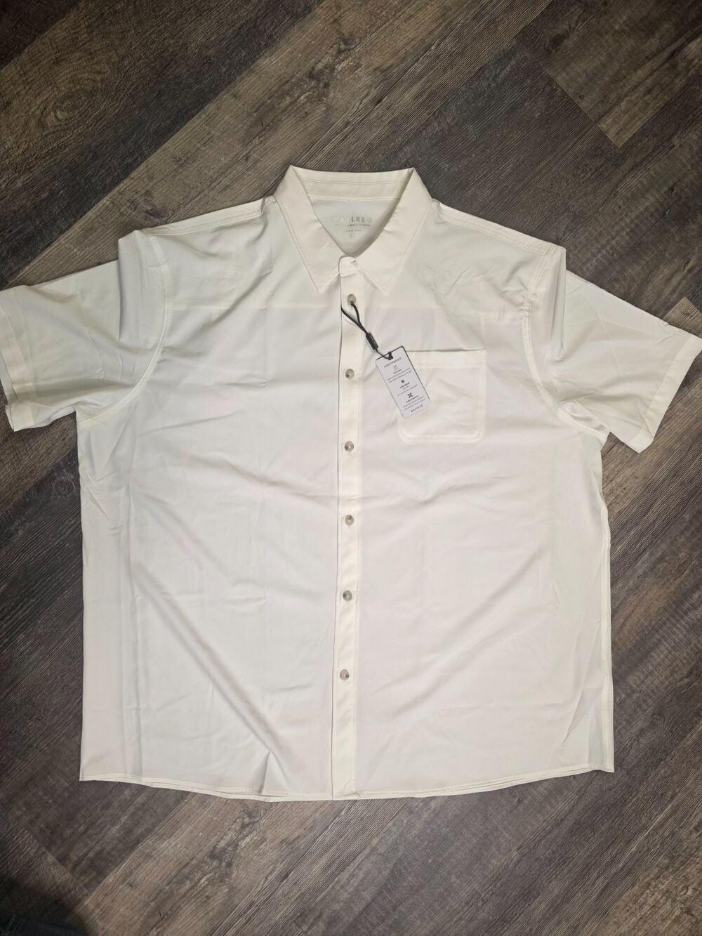 Maelreg Mens 3XL Beige Performance Shirt Short Sleeve Button Up Wicking NWT